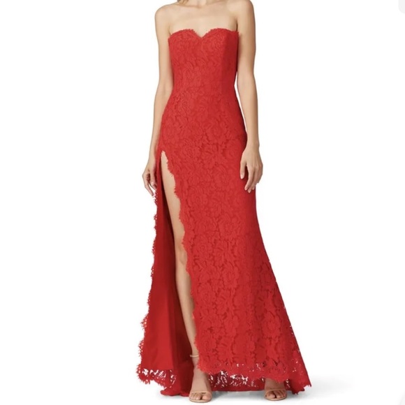 Fame and Partners Dresses & Skirts - Fame and Partners Twilight red lace strapless gown